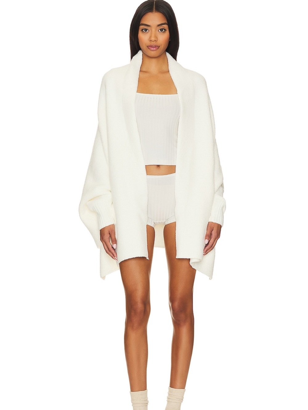 REVOLVE Cozy Open Front Shawl Cardigan in Cream